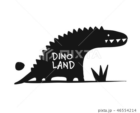 Funny dinosaur, black silhouette, childish style for your design 46554214