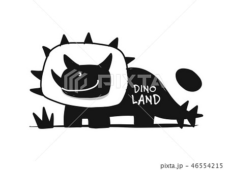 Funny dinosaur, black silhouette, childish style for your design 46554215