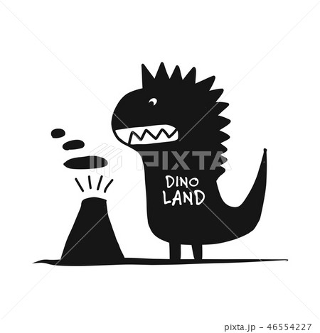 Funny dinosaur, black silhouette, childish style for your design Funny dinosaur, black silhouette, childish style for your design 46554227