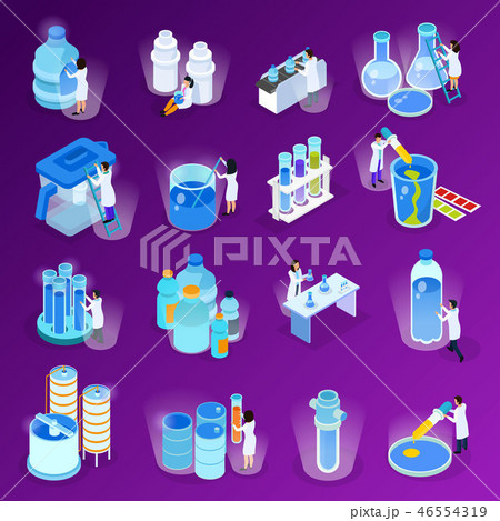 Water Purification Isometric Icon Set 46554319