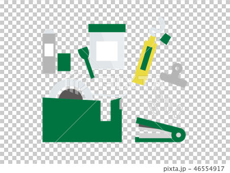 セロテープ ノリなどくっつける文具グリーンのイラスト素材