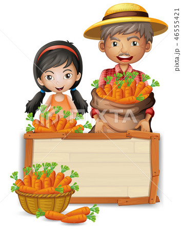 Farmer with carrot wooden banner 46555421
