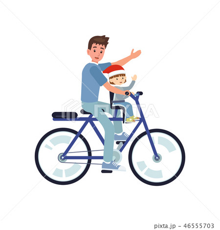 Father cycling the bicycle with his baby 46555703