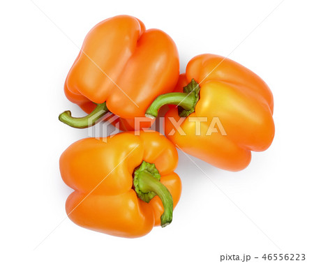 orange sweet bell pepper isolated on white background. Top view. Flat lay 46556223