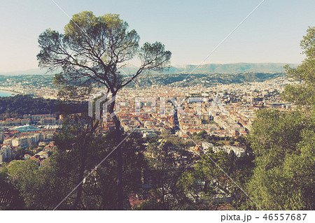 View on colorful houses of Nica in sunny day of France 46557687