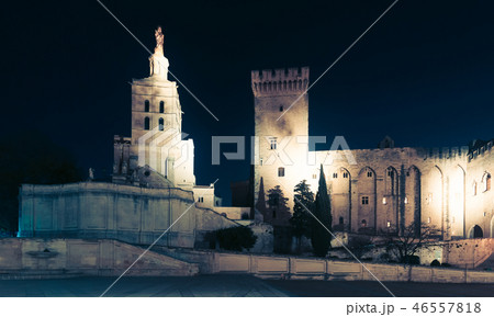 Night view of Palais des Papes, Avignon, France 46557818