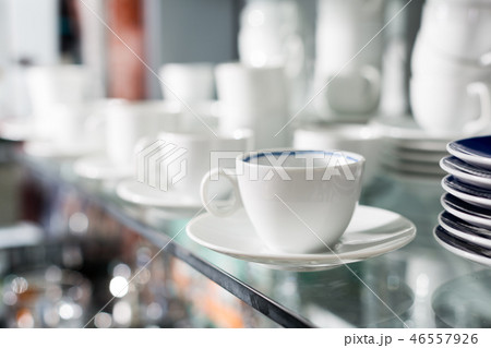 Ceramic cups in shop Ceramic cups in shop 46557926