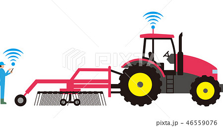 スマート農業。自動化された農業用トラクターと牧草栽培。 スマート農業。自動化された農業用トラクターと牧草栽培。 46559076