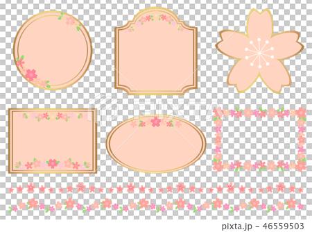 桜のフレームと　飾り罫線　セット　02 46559503