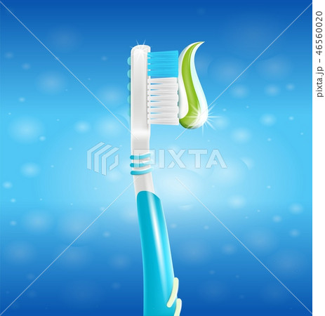 Realistic Illustration Toothbrush with Paste in 3d Realistic Illustration Toothbrush with Paste in 3d 46560020