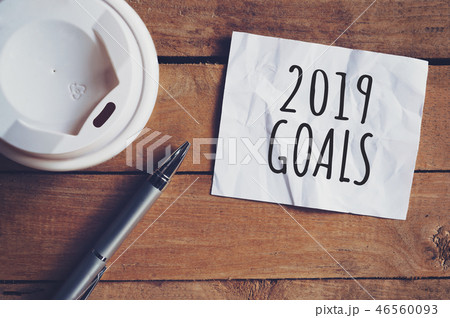 Goals for 2019 word on paper with pen 46560093