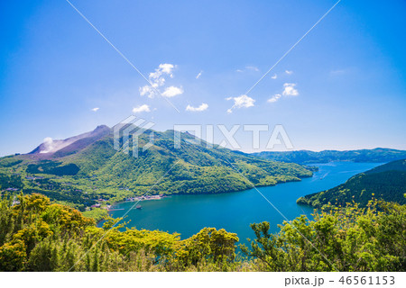 蘆之湖 箱根山中央火山 大涌谷給羽毛 照片素材 圖片 圖庫