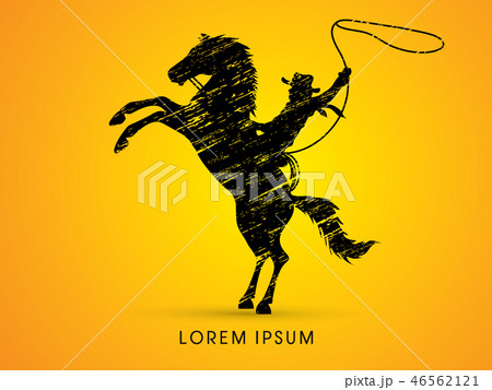 Cowboy on bucking horse graphic vector 46562121