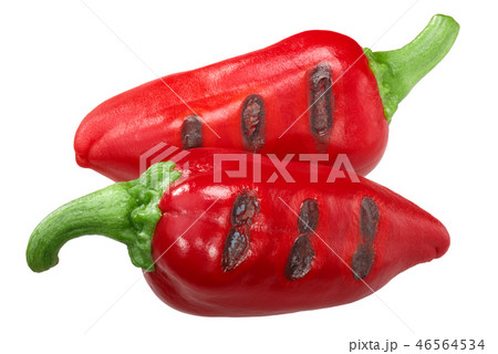 Grilled red chili peppers, paths Grilled red chili peppers, paths 46564534