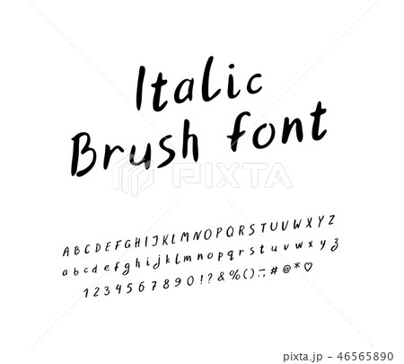 Alphabet handwritten italic design. Letters, numbers and punctuation marks Alphabet handwritten italic design. Letters, numbers and punctuation marks 46565890