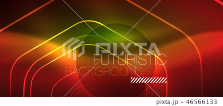Neon glowing wave, magic energy and light motion background. Vector wallpaper template 46566133