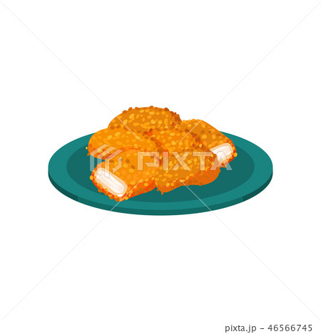 Breaded chicken nuggets served on a plate, tasty poultry dish vector Illustration on a white Breaded chicken nuggets served on a plate, tasty poultry dish vector Illustration on a white 46566745