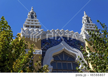 Detail of the facade of the narzan baths. 46566807