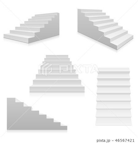 White Stairs 3d Interior Staircases Isolated のイラスト素材