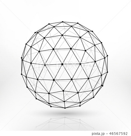 Wireframe Polygonal Vector Sphere Network のイラスト素材