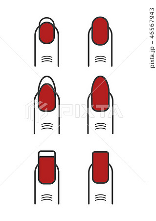 Manicure with red nail polish vector icons set. Different  46567943
