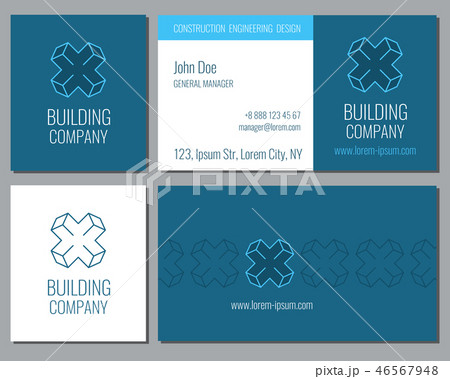 Creative business card vector template with 3d corporate hexagon logo 46567948