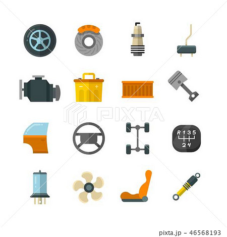Vehicle auto technology, car parts flat vector icons 46568193