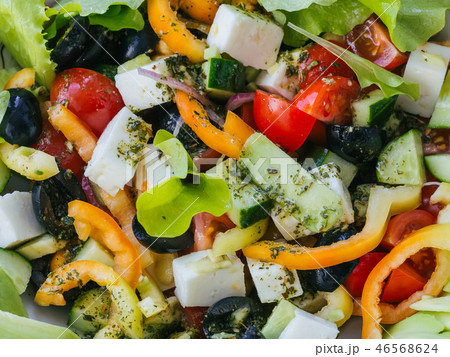 Greek salad with vegetables for healthy food Greek salad with vegetables for healthy food 46568624