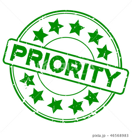 Grunge green priority wording round seal stamp 46568983