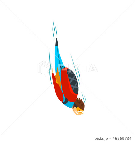 Skydiver man falling through the air, free fall, skydiving, parachuting extreme sport vector 46569734