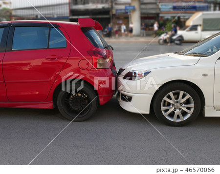 The scene of a car crash and accident,car accident 46570066