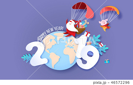 2019 New Year design card with Santa Claus 2019 New Year design card with Santa Claus 46572296