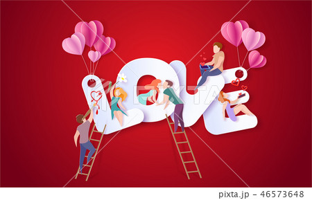 Valentines day card with couple in love heart 46573648