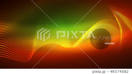 Neon lines wave background. Abstract composition Neon lines wave background. Abstract composition 46574082