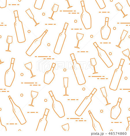 Pattern of wine glasses and bottles of wine 46574860