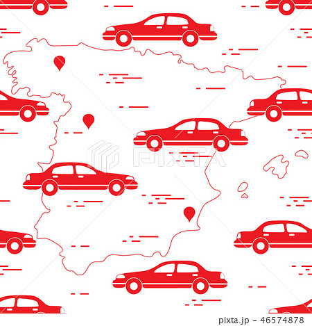 Pattern with cars and map of Spain Travel and 46574878