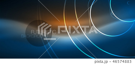 Neon glowing lines, magic energy space blue light concept, abstract background wallpaper design 46574883