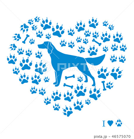 Setter silhouette on background of dog tracks and 46575070