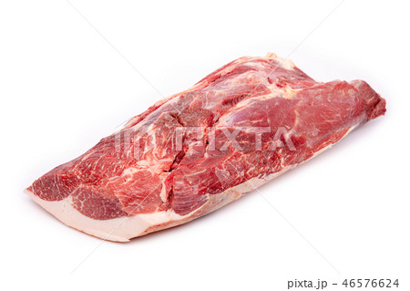 Piece of fresh raw horse meat isolated on white background 46576624