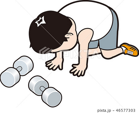 挫折する男性トレーニーのイラスト素材
