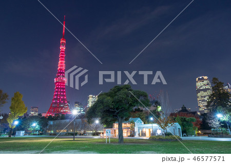 都市風景 東京タワー開業60周年特別ライトアップ 夜景 都市風景 東京タワー開業60周年特別ライトアップ 夜景 46577571