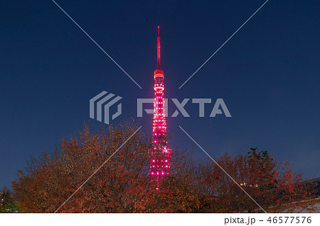 都市風景 東京タワー開業60周年特別ライトアップ 夜景 都市風景 東京タワー開業60周年特別ライトアップ 夜景 46577576
