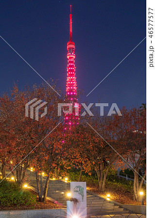 都市風景　東京タワー開業60周年特別ライトアップ　夜景 46577577