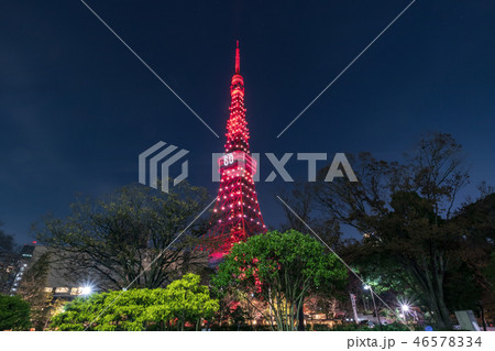 都市風景 東京タワー開業60周年特別ライトアップ 夜景 都市風景 東京タワー開業60周年特別ライトアップ 夜景 46578334