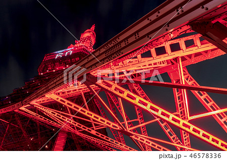都市風景　東京タワー開業60周年特別ライトアップ　夜景 46578336