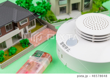 火災報知器　イメージ　住宅　火　ライター　炎 46578648