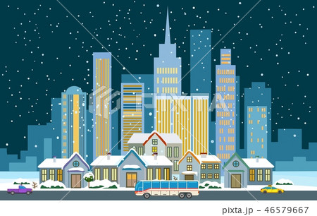 Winter cityscape flat 46579667