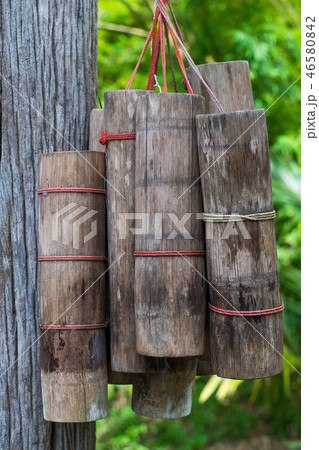 Bamboo tube with water Bamboo tube with water 46580842