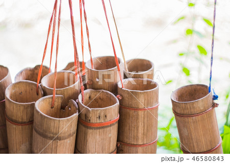 Bamboo tube with water Bamboo tube with water 46580843
