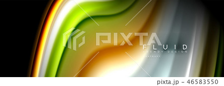 Abstract liquid colorful banner. Trendy wavy dynamic design. Fluid color shapes. 46583550